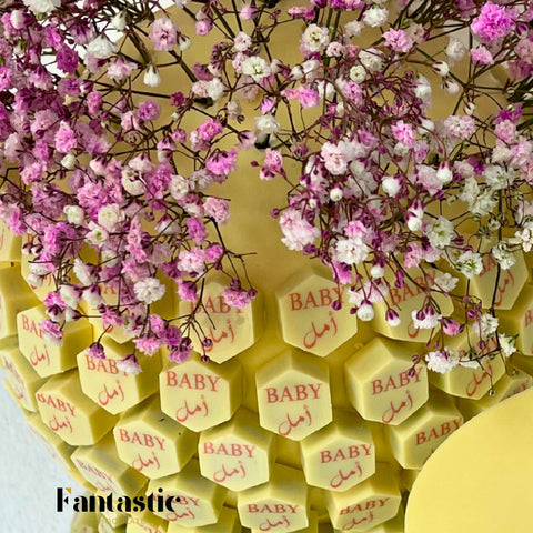 Medium Ball of Name Printed White Chocolate - Blue/Pink (#8)