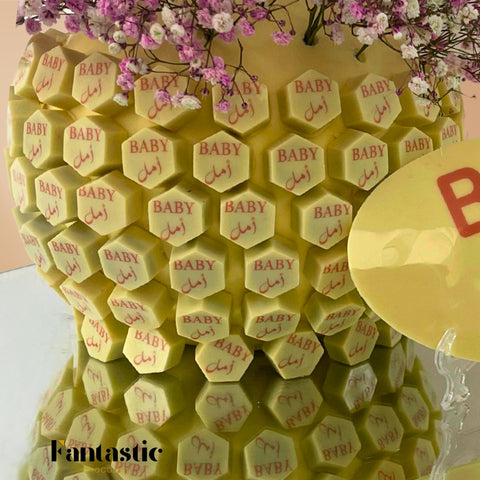 Medium Ball of Name Printed White Chocolate - Blue/Pink (#8)