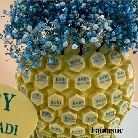 Medium Ball of Name Printed White Chocolate - Blue/Pink (#8)