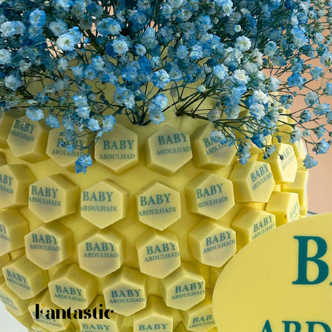 Medium Ball of Name Printed White Chocolate - Blue/Pink (#8)