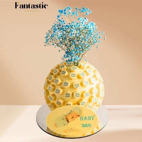 Large Ball of Name Printed White Chocolate - Blue/Pink (#9)