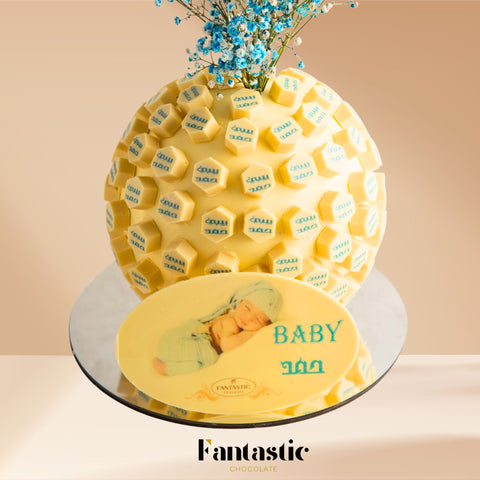 Large Ball of Name Printed White Chocolate - Blue/Pink (#9)