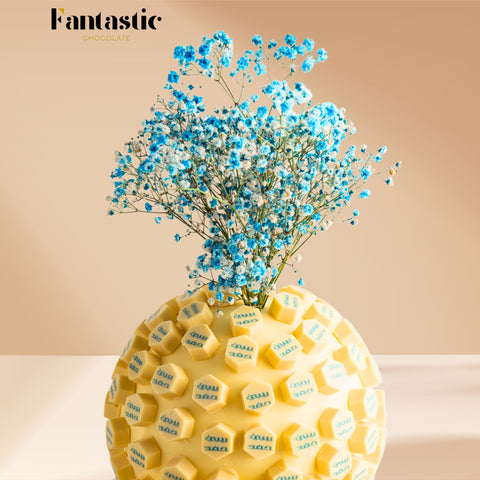 Large Ball of Name Printed White Chocolate - Blue/Pink (#9)