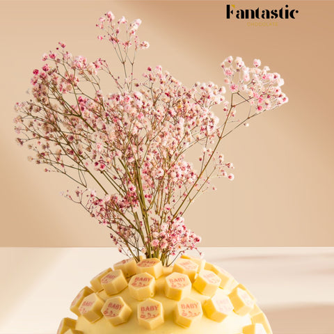 Large Ball of Name Printed White Chocolate - Blue/Pink (#9)
