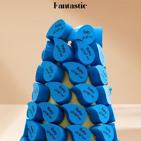 Blue Chocolate Tower with a Congratulating Sentence (#39)