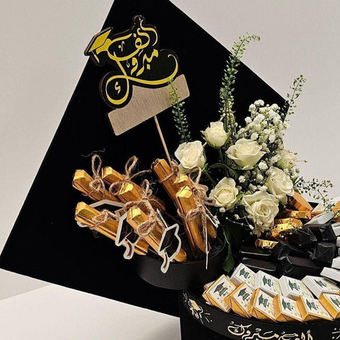 Black Graduation Cap Chocolate Box with Chocolate Sticks - Fantastic Chocolate
