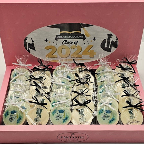 Pink Graduation White Chocolate Box - Fantastic Chocolate