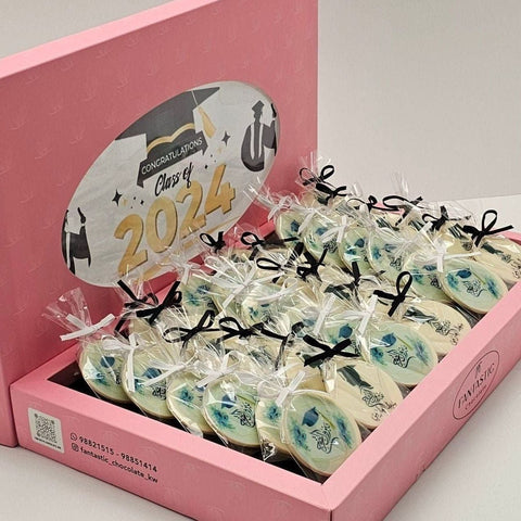 Pink Graduation White Chocolate Box - Fantastic Chocolate