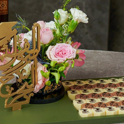 Wooden Graduation Tray Hexagon Shaped Printed Chocolate - Fantastic Chocolate