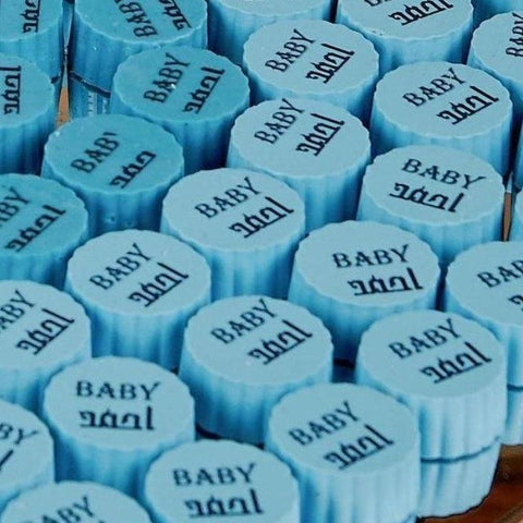 Round Mirror Tray of Name Printed Blue Chocolate - Fantastic Chocolate