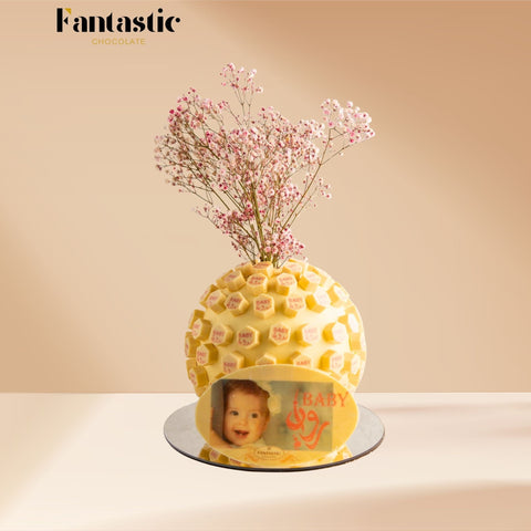 Large Ball of Name Printed White Chocolate - Blue/Pink (#9)