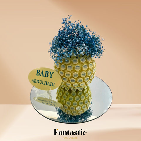 Medium Ball of Name Printed White Chocolate - Blue/Pink (#8)