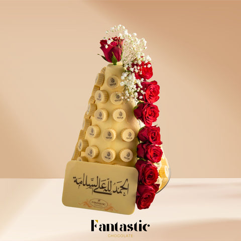 White Chocolate Tower Decorated with Fresh Flowers (#2)