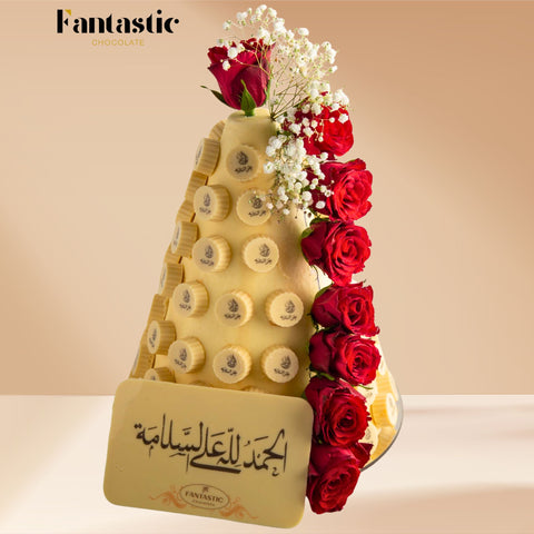 White Chocolate Tower Decorated with Fresh Flowers (#2)
