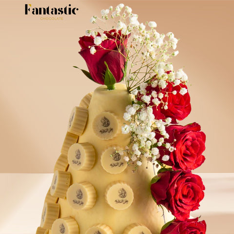 White Chocolate Tower Decorated with Fresh Flowers (#2)
