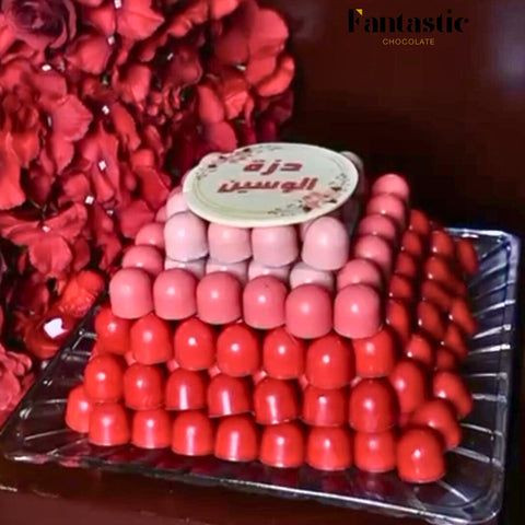 Crystal Tray of Red Color Chocolates