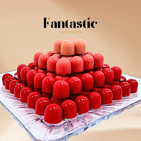 Crystal Tray of Red Color Chocolates 120 Pieces