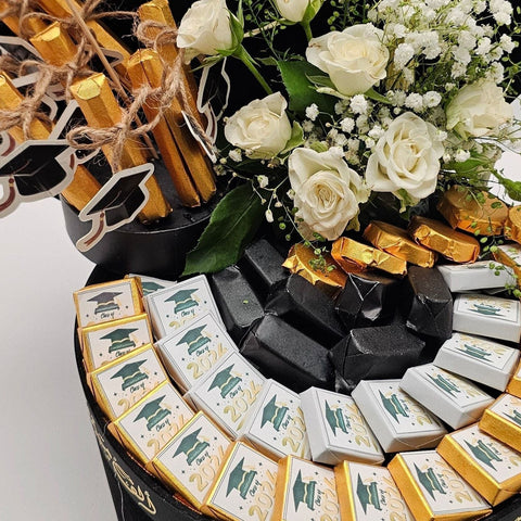 Black Graduation Cap Chocolate Box with Chocolate Sticks - Fantastic Chocolate