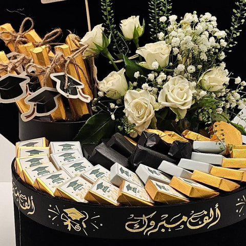 Black Graduation Cap Chocolate Box with Chocolate Sticks - Fantastic Chocolate