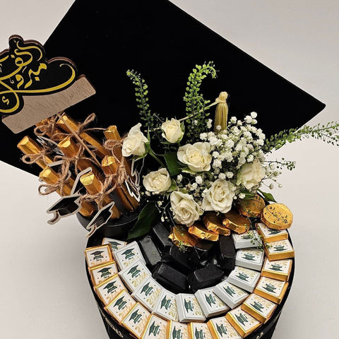 Black Graduation Cap Chocolate Box with Chocolate Sticks - Fantastic Chocolate