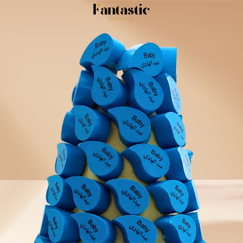 Blue Chocolate Tower with a Congratulating Sentence (39) - Fantastic Chocolate
