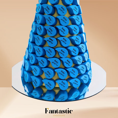 Blue Chocolate Tower with a Congratulating Sentence (39) - Fantastic Chocolate