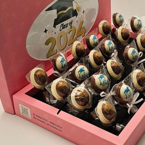 Chocolate Lollipop Graduation Box 24 Pieces - Fantastic Chocolate