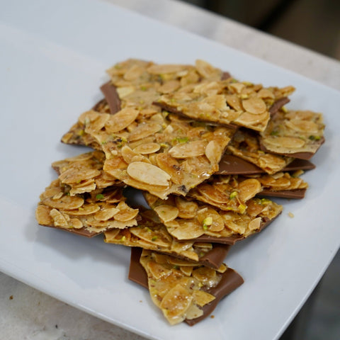 Crunchy Almonds Slices Layered with Milk Chocolate - Fantastic Chocolate