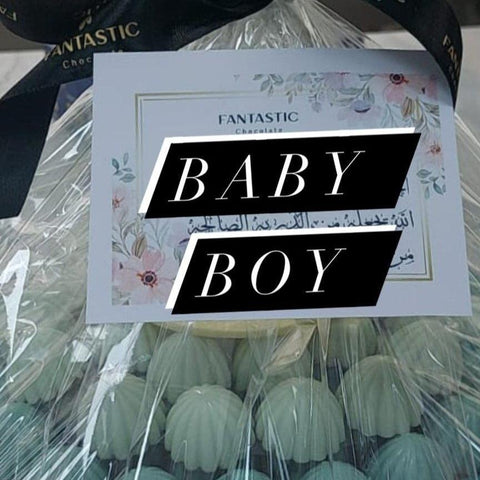 Crystal Tray of Blue Ombre Chocolate for a New Born Boy - Fantastic Chocolate