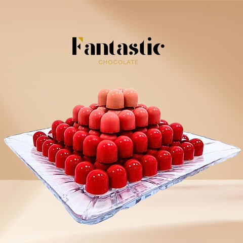 Crystal Tray of Red Color Chocolates 120 Pieces - Fantastic Chocolate