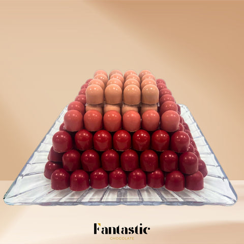 Crystal Tray of Red Color Chocolates 200 Pieces - Fantastic Chocolate