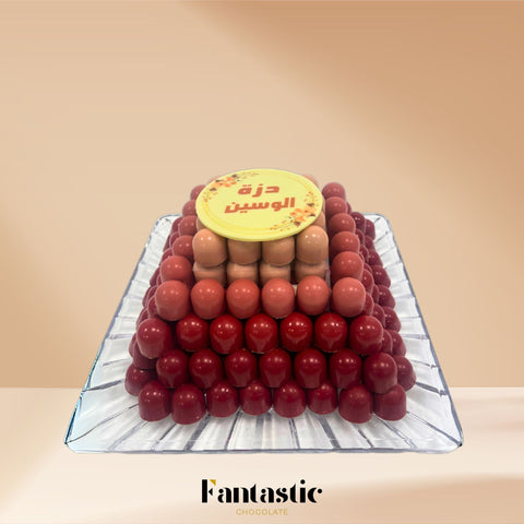 Crystal Tray of Red Color Chocolates 200 Pieces - Fantastic Chocolate