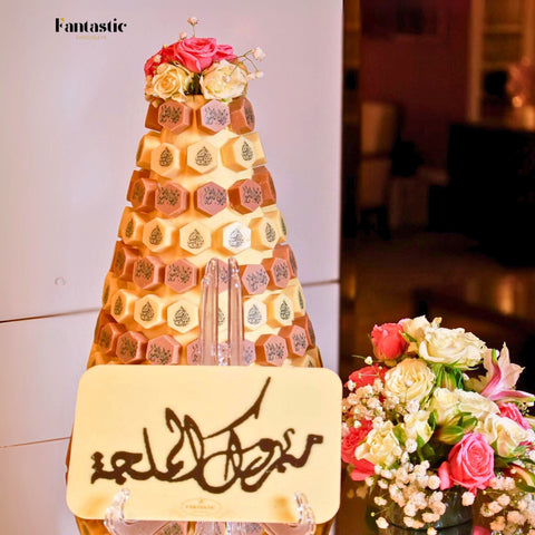Hexagon Chocolates Tower with a Congratulating Sentence (6) - Fantastic Chocolate