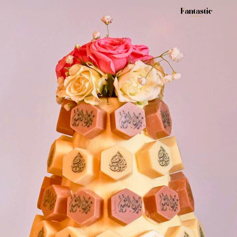 Hexagon Chocolates Tower with a Congratulating Sentence (6) - Fantastic Chocolate