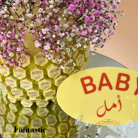 Medium Ball of Name Printed White Chocolate - Blue/Pink (8) - Fantastic Chocolate