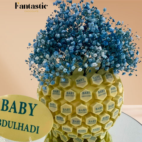 Medium Ball of Name Printed White Chocolate - Blue/Pink (8) - Fantastic Chocolate