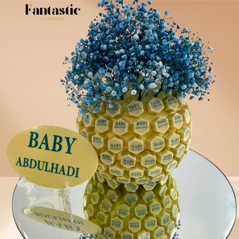 Medium Ball of Name Printed White Chocolate - Blue/Pink (8) - Fantastic Chocolate