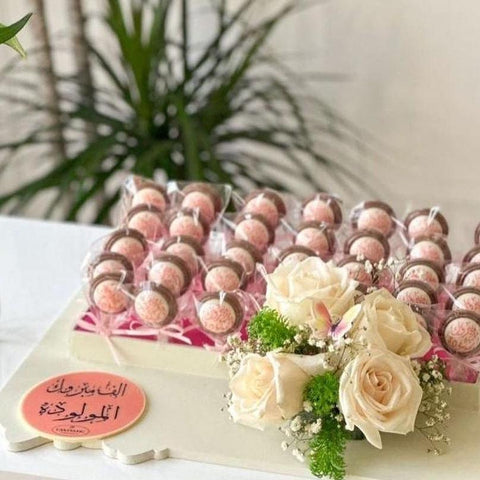 Newborn Congratulations Chocolate Lollipop Tray - Blue/Pink - Fantastic Chocolate