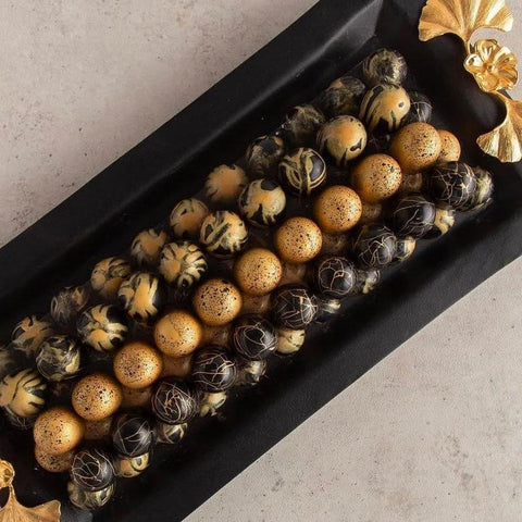 Rectangle Black Tray of Black and Gold Marble Chocolate - Fantastic Chocolate