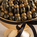 Round Gold Tray of Black and Gold Marble Chocolate - Fantastic Chocolate