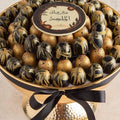 Round Gold Tray of Black and Gold Marble Chocolate - Fantastic Chocolate