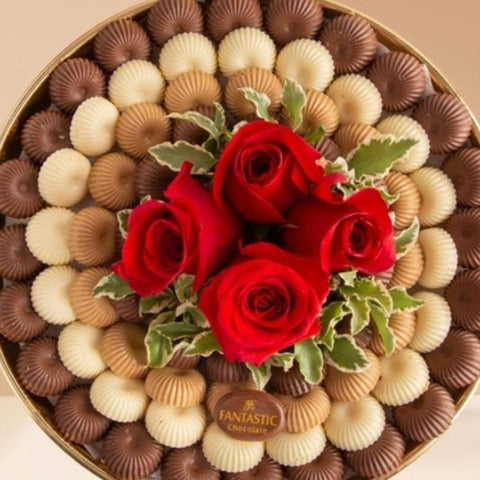 Round Tray of Chocolate with Flowers - Fantastic Chocolate
