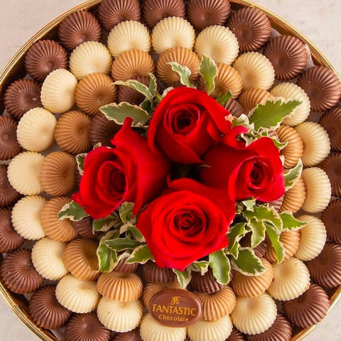 Round Tray of Chocolate with Flowers - Fantastic Chocolate