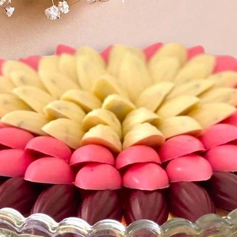 Tray of Newborn Girl Pink Brown White Chocolates - Fantastic Chocolate