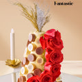 White & Brown Chocolate Tower Decorated with Fresh Flowers (5) - Fantastic Chocolate